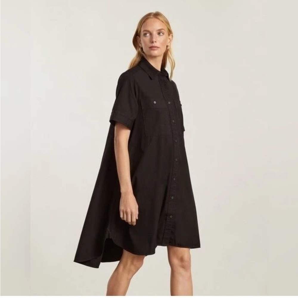 EVERLANE The Day Tripper Shirtdress in Black size XS